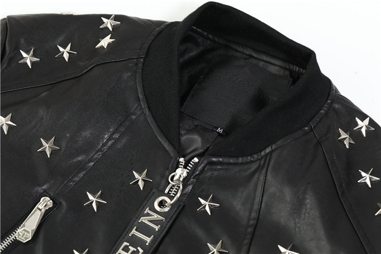 PP Black Leather Jacket #8 | Men's Streetwear
