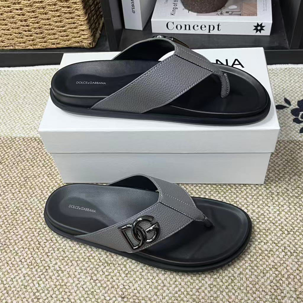 Grey Men's Slides #57 | Men's Streetwear