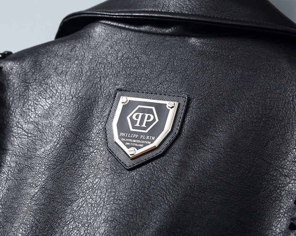 PP Black Leather Jacket #18 | Men's Streetwear