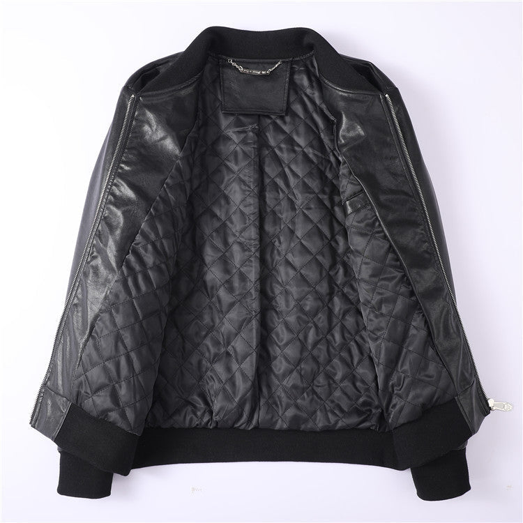 PP Black Skull Leather Bomber Jacket | Men's Streetwear