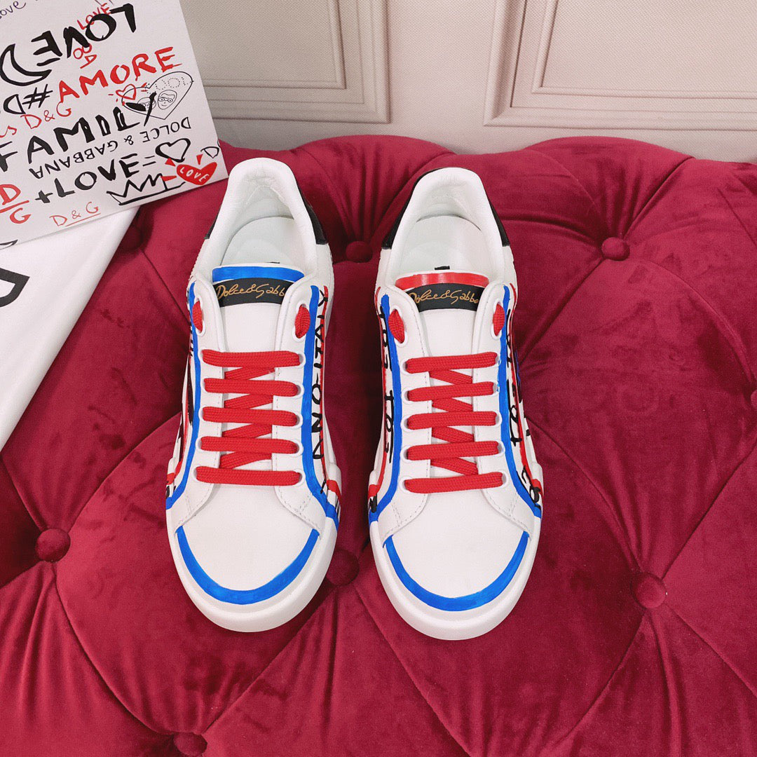 White & Red Casual Sneakers #1 | Streetwear Shoes
