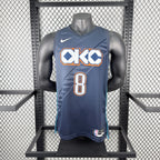 Oklahoma City Thunder 2025-26 city edition basketball jersey side angle view in team colors for basketball fans