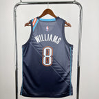 Oklahoma City Thunder 2025-26 city edition basketball jersey back view in team colors for basketball fans