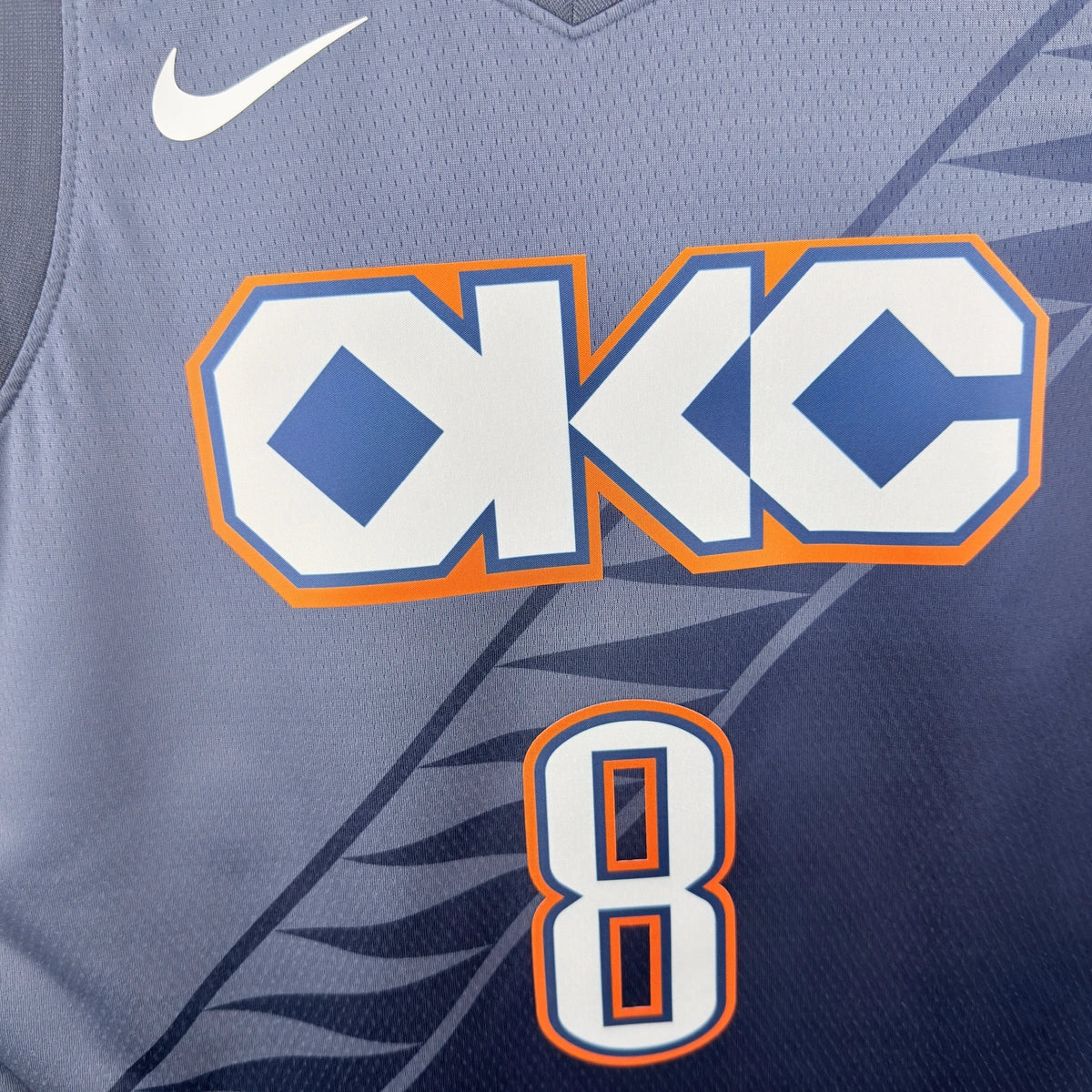 Oklahoma City Thunder 2025-26 city edition basketball jersey additional angle view in team colors for basketball fans