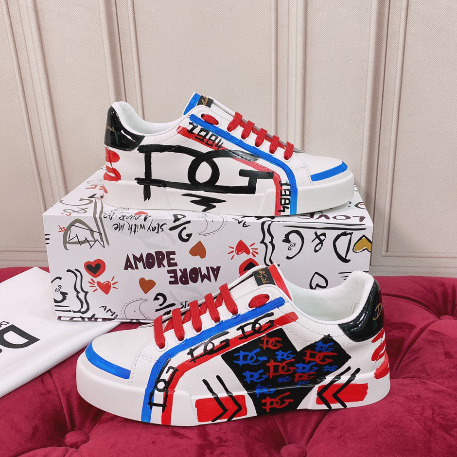 White & Red Casual Sneakers #1 | Streetwear Shoes