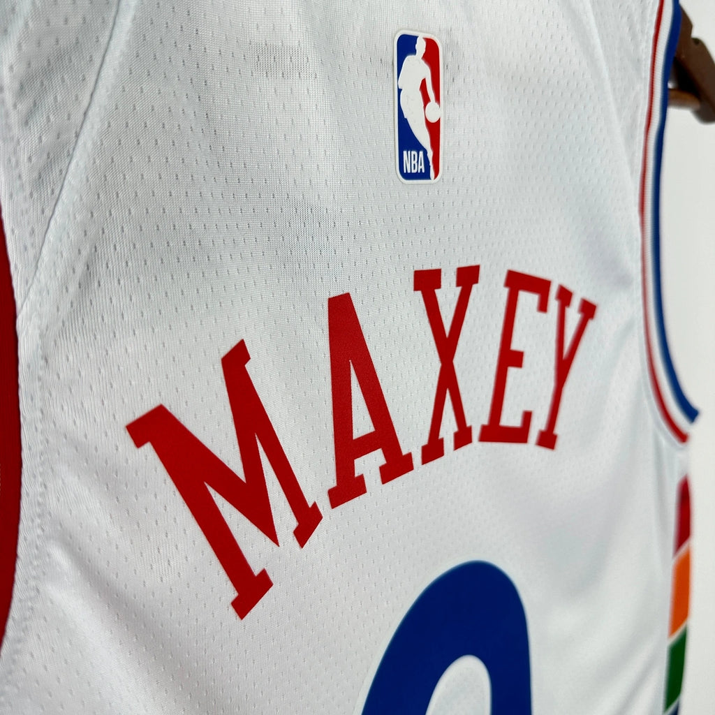 76ers BackNameNumber City Jersey in White — Hanging 005