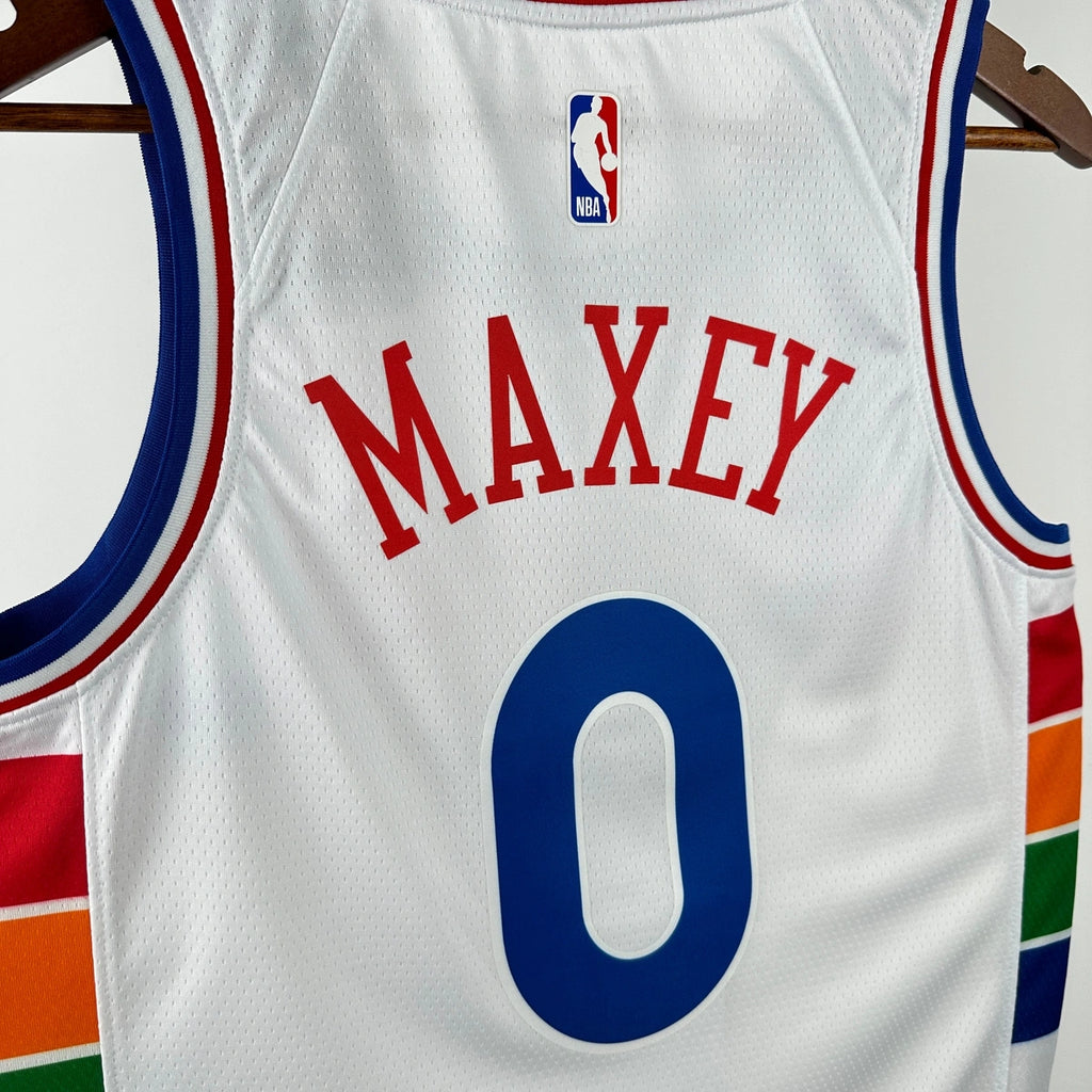 76ers BackNameNumber City Jersey in White — Hanging 006
