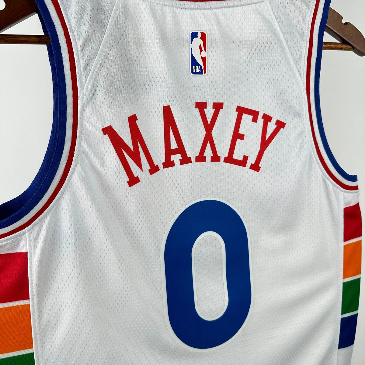 76ers BackNameNumber City Jersey in White — Hanging 006