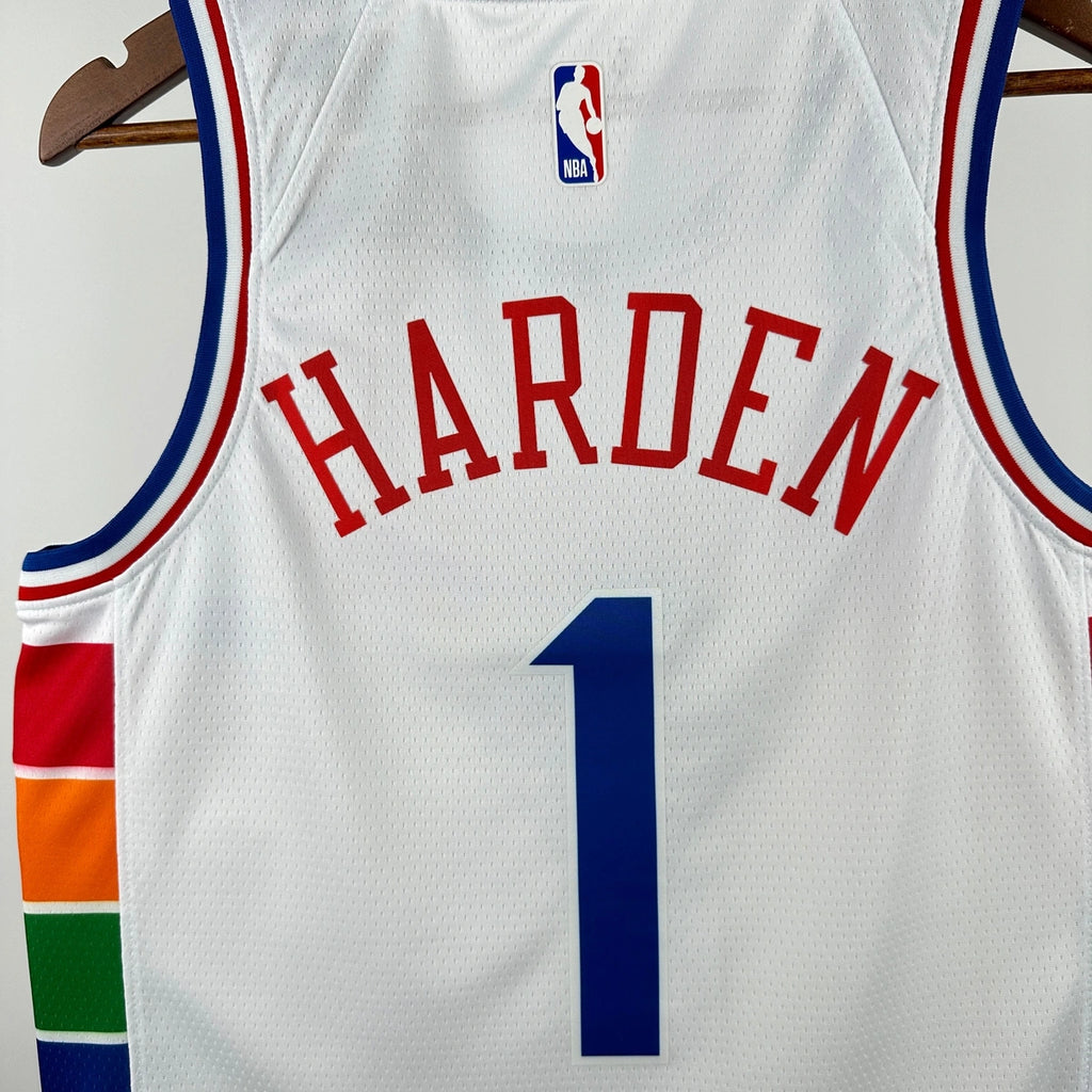76ers BackNameNumber City Jersey in White Hanging 006