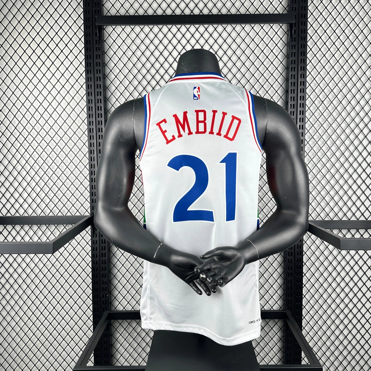 76ers BackNameNumber City Jersey in White Mannequin 002