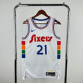 76ers ChestLogo City Jersey in White Hanging 001