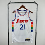 76ers ChestLogo City Jersey in White Hanging 001