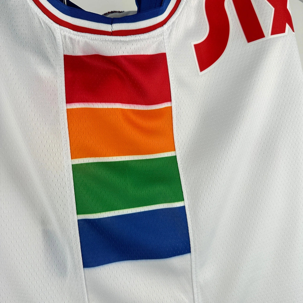 76ers ChestLogo City Jersey in White — Hanging 007