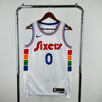 76ers ChestLogo City Jersey in White — Hanging 012