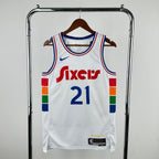 76ers ChestLogo City Jersey in White Hanging 012