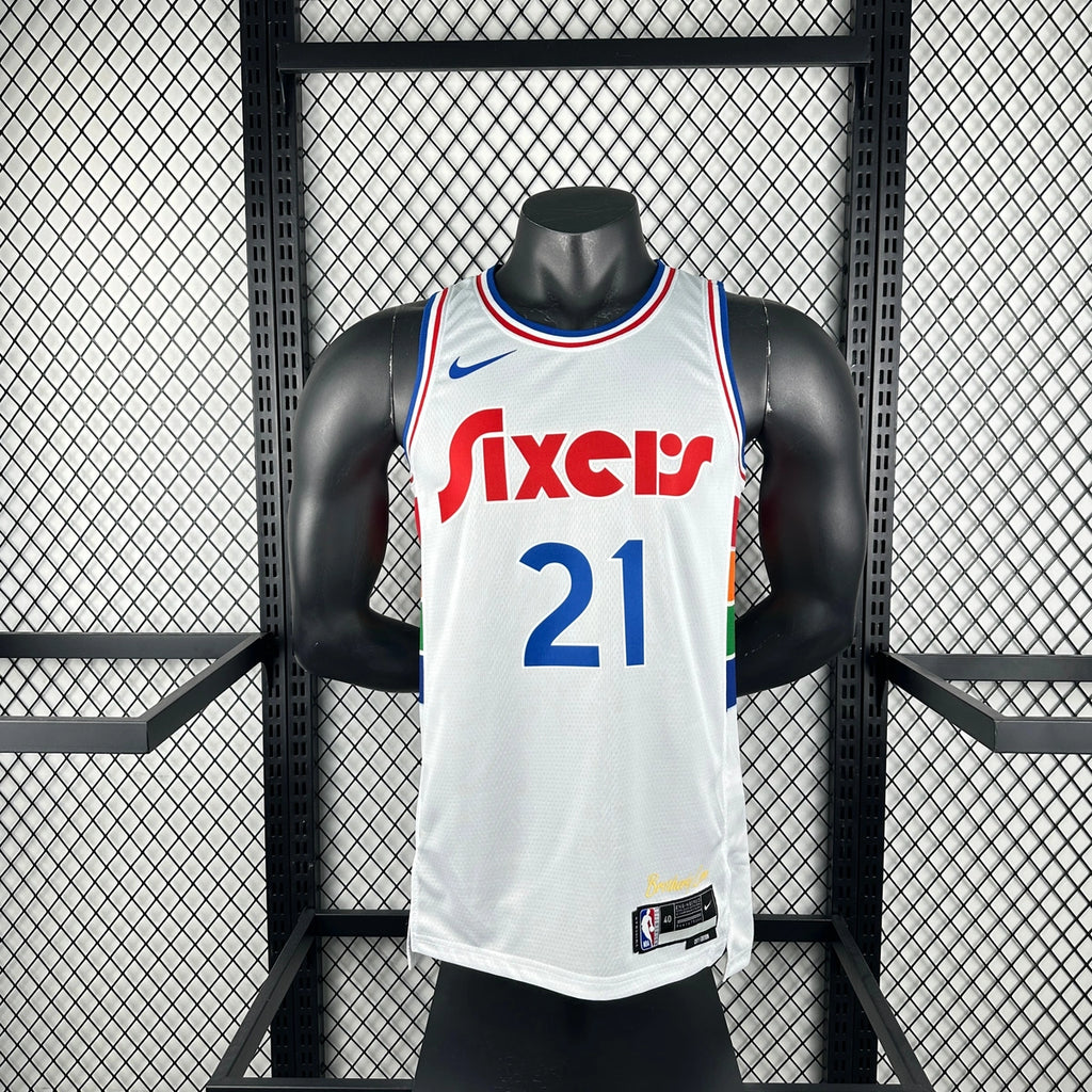 76ers ChestLogo City Jersey in White Mannequin 003
