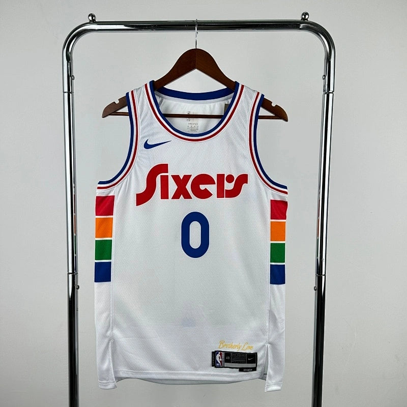 76ers FrontFull City Jersey in White — Hanging 001