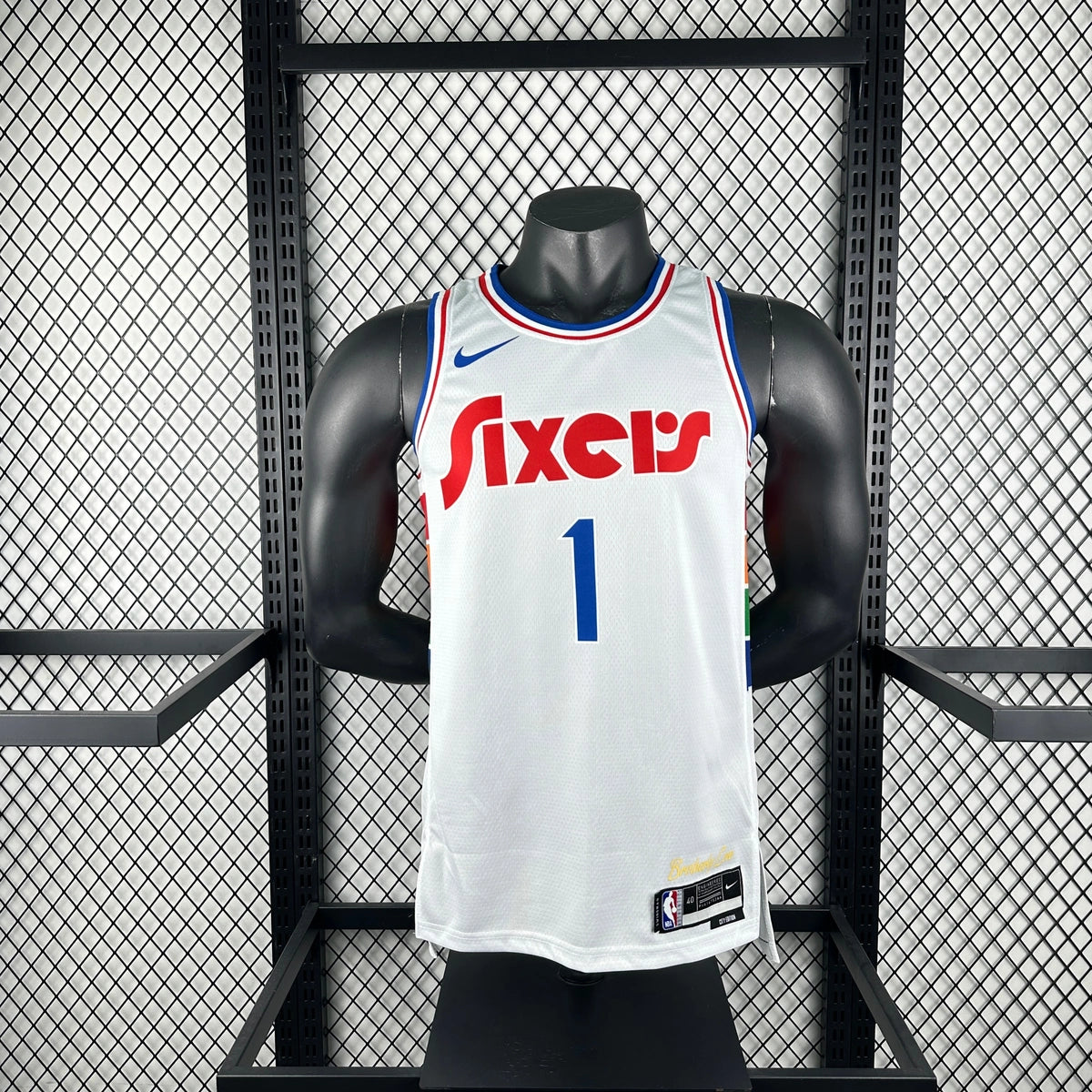 76ers FrontFull City Jersey in White Mannequin 003