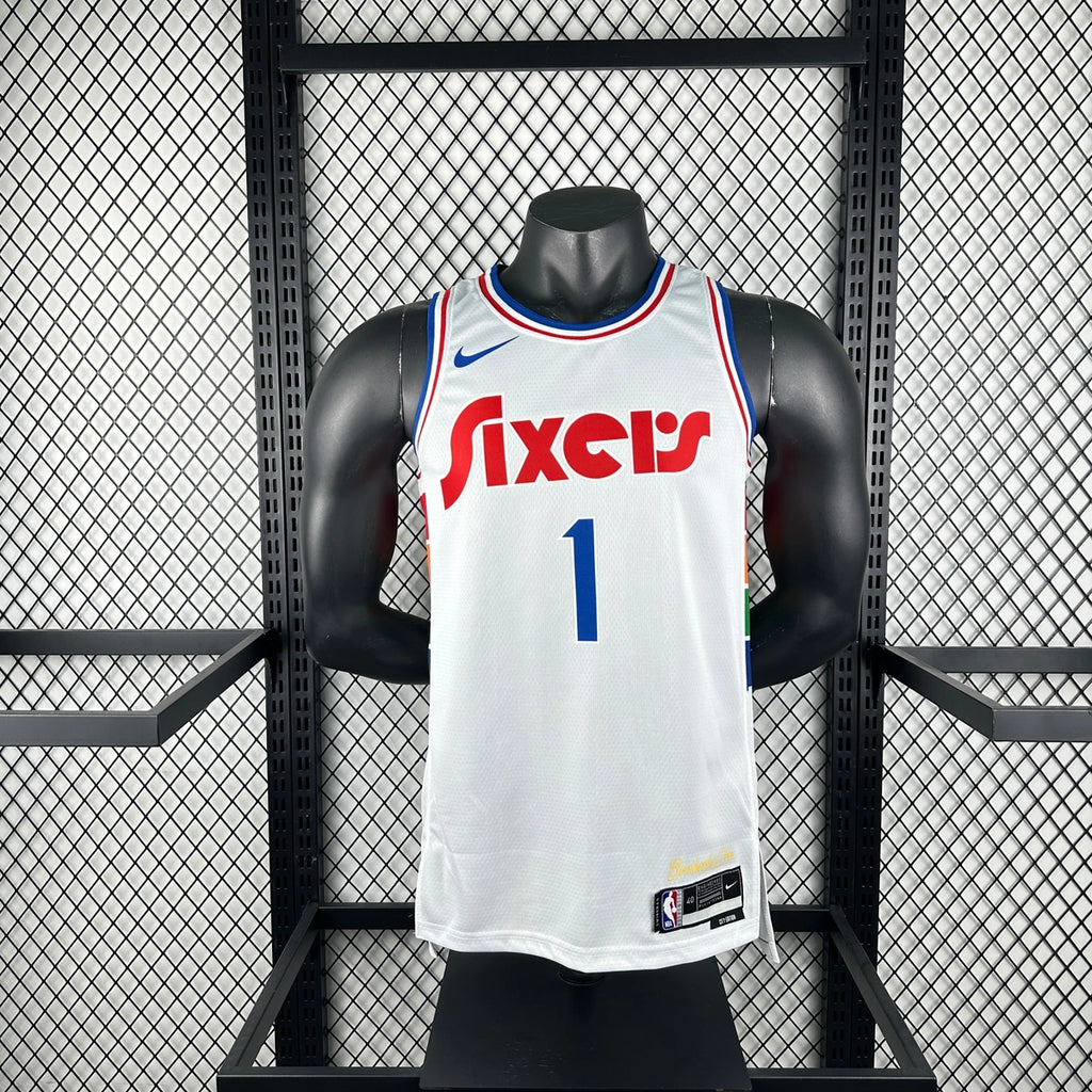 76ers FrontFull City Jersey in White Mannequin 003
