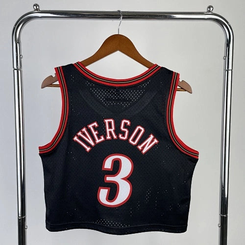 Allen Iverson Philadelphia 76ers No.3 Throwback Crop Top Women's Jersey  - View 4