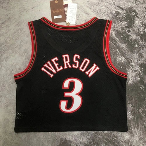 Allen Iverson Philadelphia 76ers No.3 Throwback Crop Top Women's Jersey  - View 22