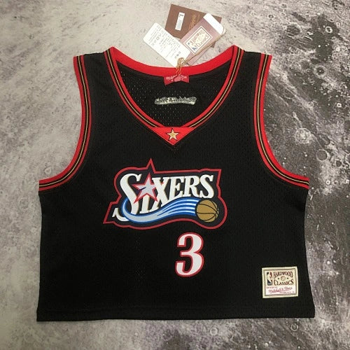 Allen Iverson Philadelphia 76ers No.3 Throwback Crop Top Women's Jersey  - View 23