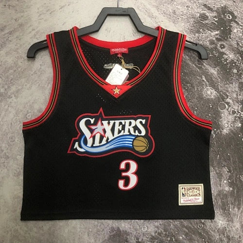 Allen Iverson Philadelphia 76ers No.3 Throwback Crop Top Women's Jersey  - View 25