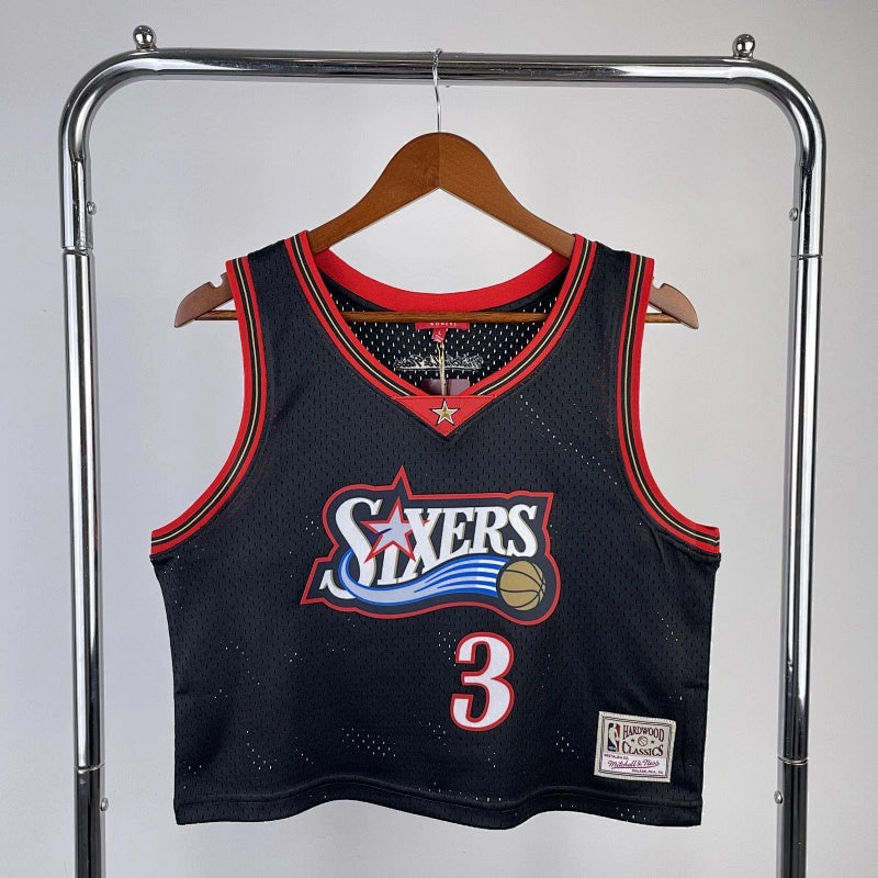 Allen Iverson Philadelphia 76ers No.3 Throwback Crop Top Women's Jersey  - View 1