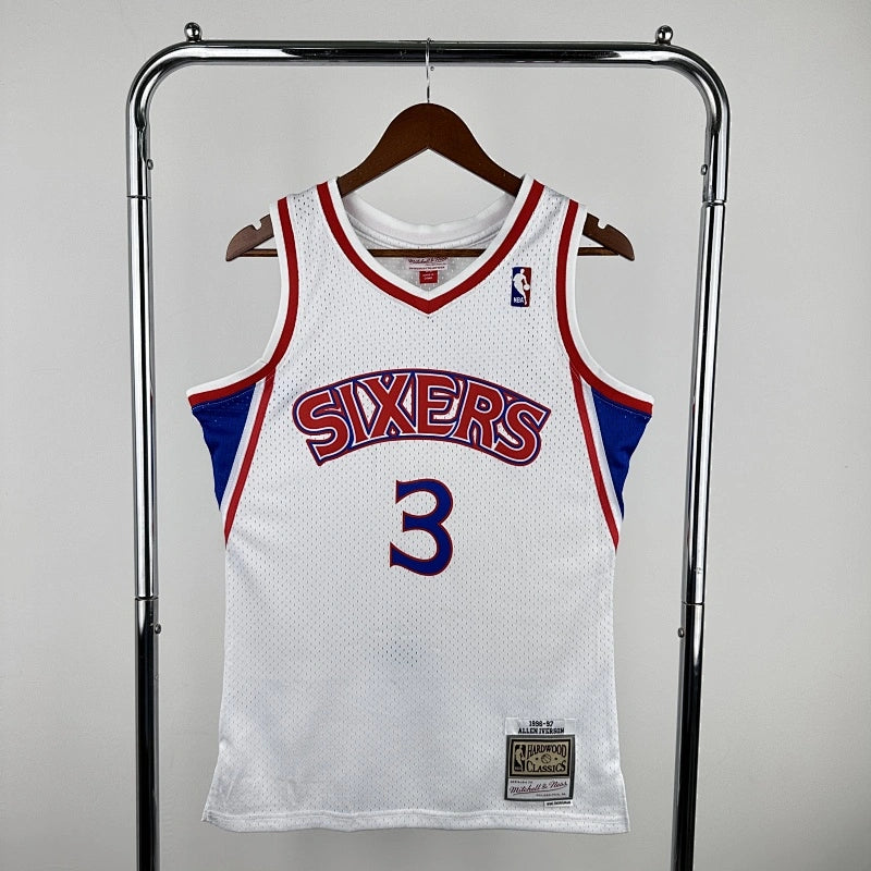 Allen Iverson Philadelphia 76ers No.3 Throwback Crop Top Women's Jersey  - View 1