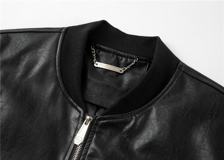 PP Black Leather Jacket #7 | Men's Streetwear