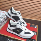 2026 Premium Leather Casual Sneakers - Designer Unisex Shoes in Black & Blue