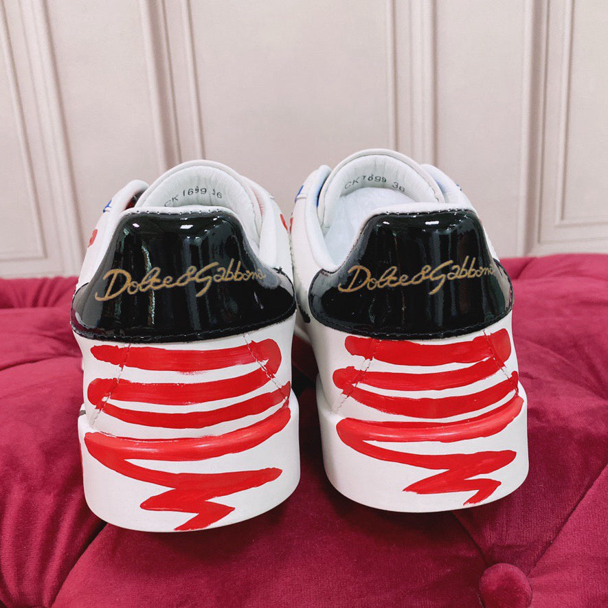 White & Red Casual Sneakers #1 | Streetwear Shoes