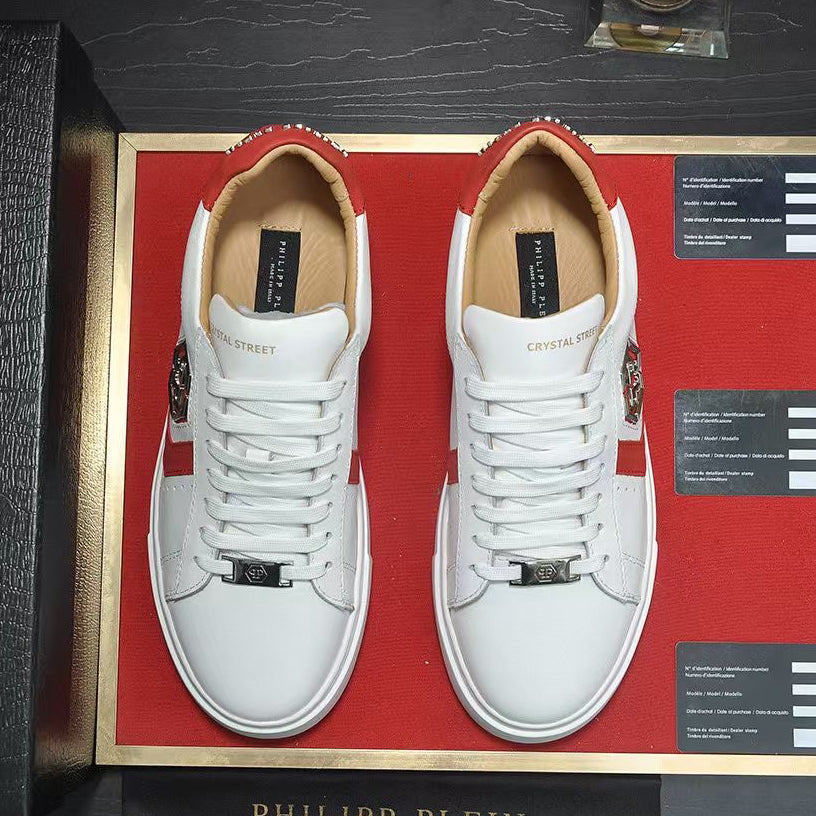 PP White & Red Casual Sneakers #4 | Men's Streetwear