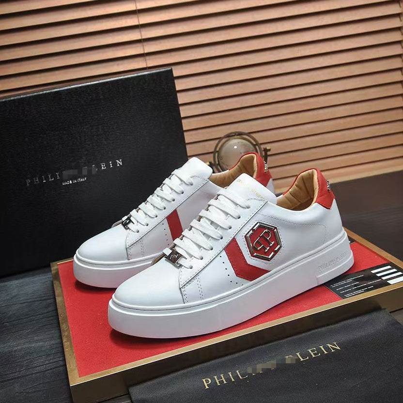 PP White & Red Casual Sneakers #4 | Men's Streetwear