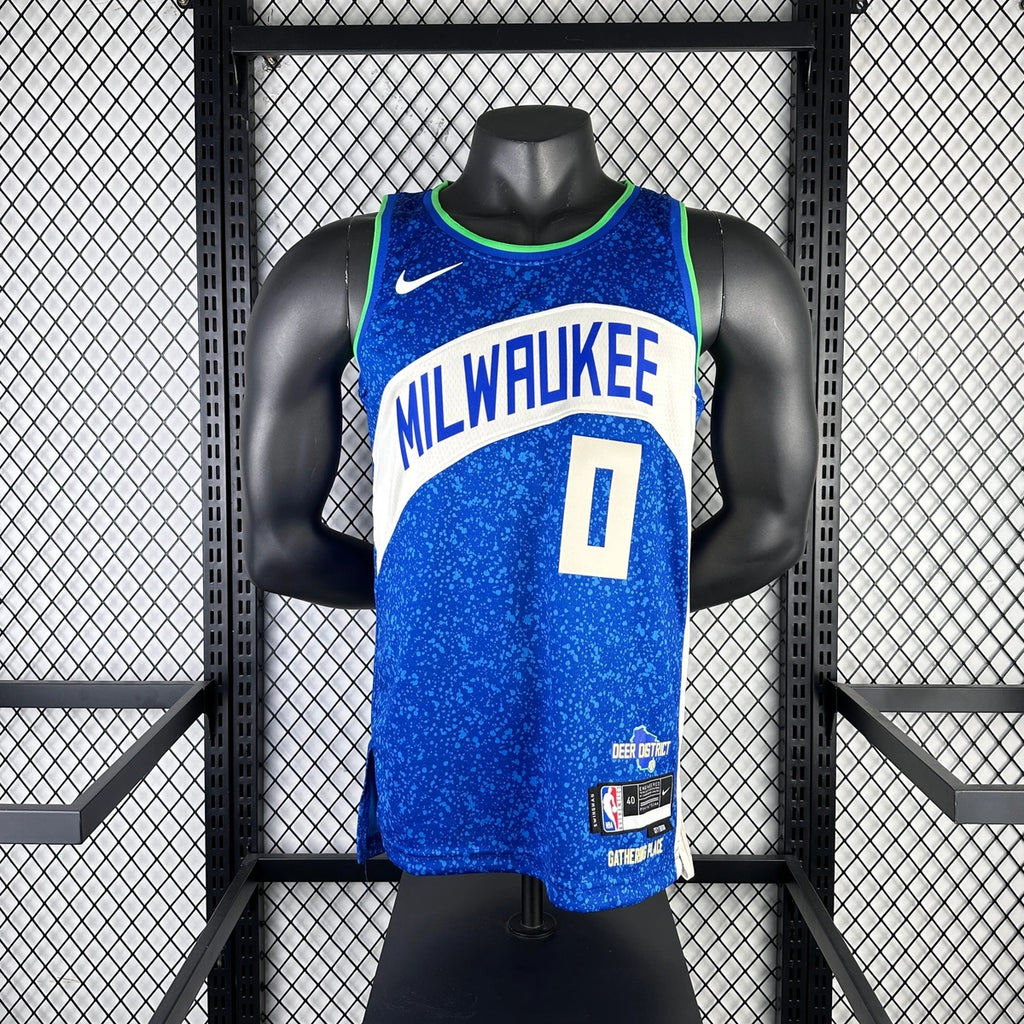 Damian Lillard Milwaukee Bucks No.0 City Edition Jersey 2023-24 - View 11