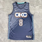 Oklahoma City Thunder 2025-26 city edition basketball jersey angled back view in team colors for basketball fans