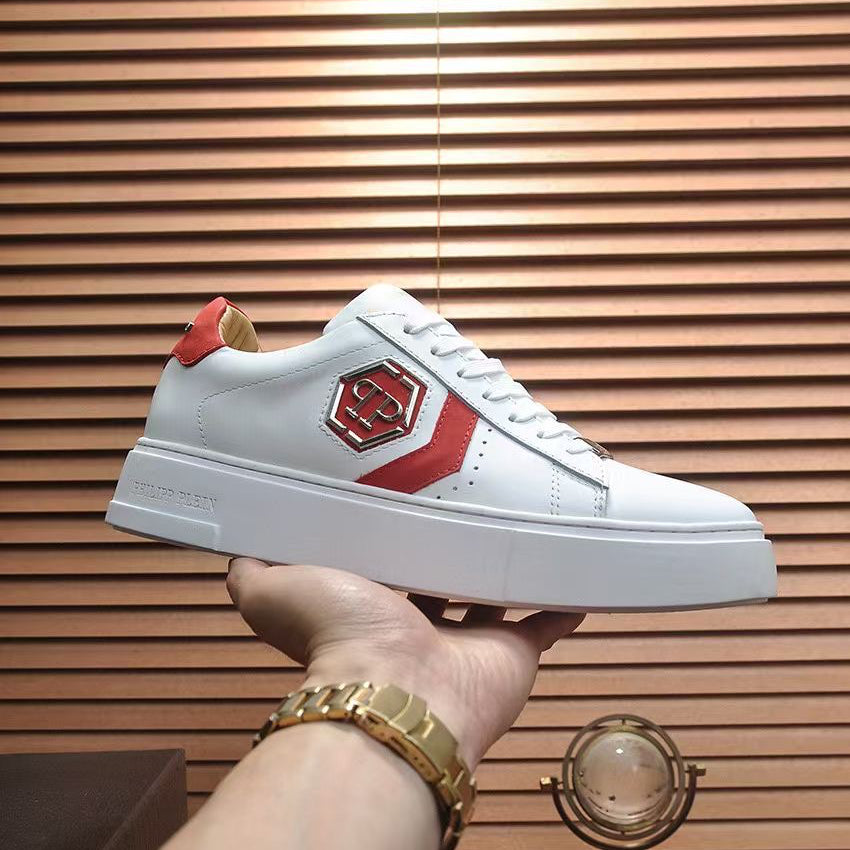 PP White & Red Casual Sneakers #4 | Men's Streetwear
