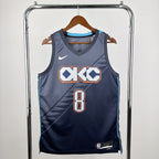 Oklahoma City Thunder 2025-26 city edition basketball jersey front view in team colors for basketball fans