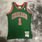 Derrick Rose Chicago Bulls No.1 Throwback Eco Green Swingman Jersey 2008-09 - View 80