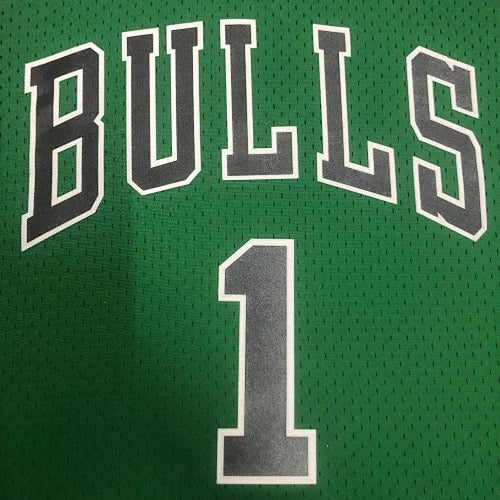 Derrick Rose Chicago Bulls No.1 Throwback Eco Green Swingman Jersey 2008-09 - View 80