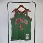 Derrick Rose Chicago Bulls No.1 Throwback Eco Green Swingman Jersey 2008-09 - View 80