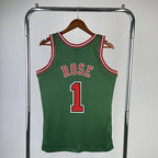 Derrick Rose Chicago Bulls No.1 Throwback Eco Green Swingman Jersey 2008-09 - View 80