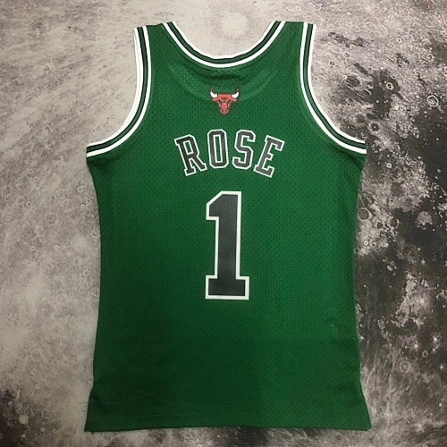 Derrick Rose Chicago Bulls No.1 Throwback Eco Green Swingman Jersey 2008-09 - View 80
