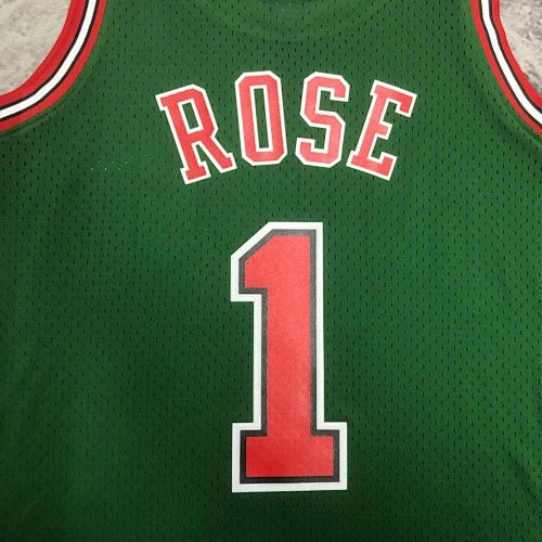 Derrick Rose Chicago Bulls No.1 Throwback Eco Green Swingman Jersey 2008-09 - View 80