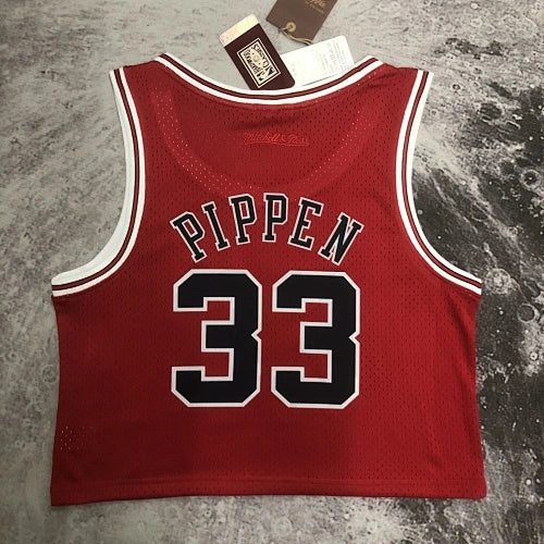 Scottie Pippen Chicago Bulls No.33 Throwback Crop Top Women's Jersey  - View 21