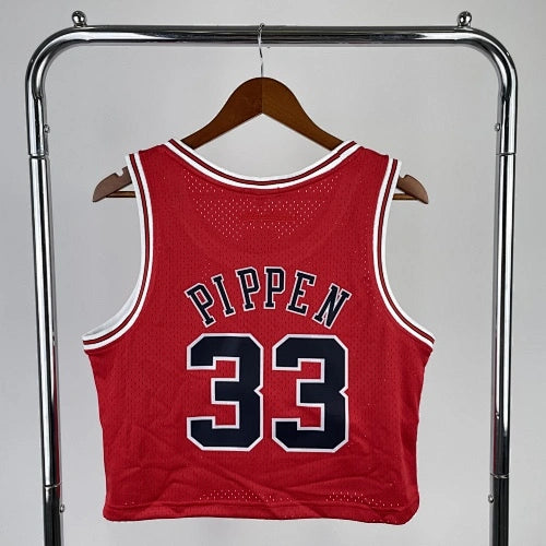 Scottie Pippen Chicago Bulls No.33 Throwback Crop Top Women's Jersey  - View 4