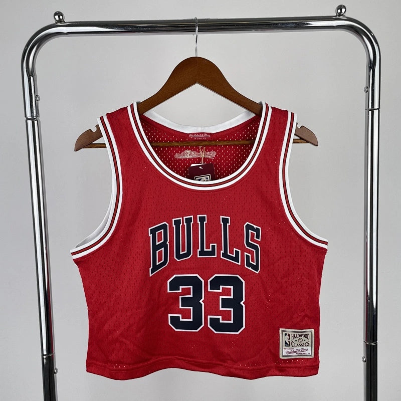 Scottie Pippen Chicago Bulls No.33 Throwback Crop Top Women's Jersey  - View 1