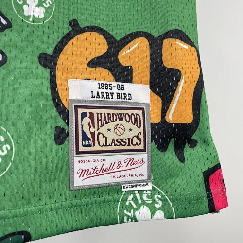 Larry Bird Boston Celtics No.33 Throwback Graffiti Swingman Jersey 1985-86 - View 858