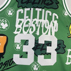 Larry Bird Boston Celtics No.33 Throwback Graffiti Swingman Jersey 1985-86 - View 858