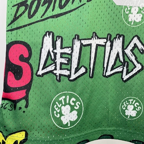 Larry Bird Boston Celtics No.33 Throwback Graffiti Swingman Jersey 1985-86 - View 858